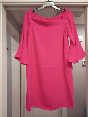 Trina Turk Knox Pink Off-Shoulder Mini Dress Size Medium New